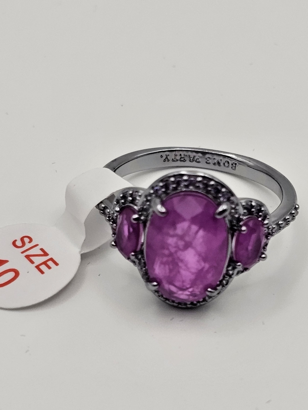 NEW Bomb Party OG Ring "The Boldest Center" Size 10 Purple Fluorite on Hematite